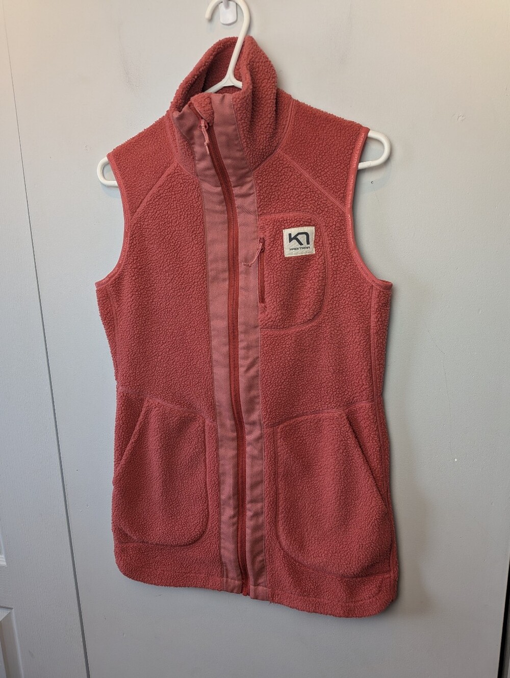 KARI TRAA Women Vest Sleeveless Pink Size XS Fleece Lightweight Outdoor Active